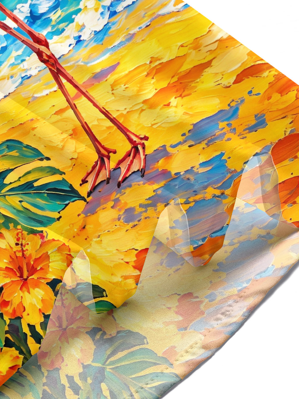Oceanlyte Men's Flamingo And Palm Tree Beach Sunset Print Short Sleeve Shirt with Chest Pocket