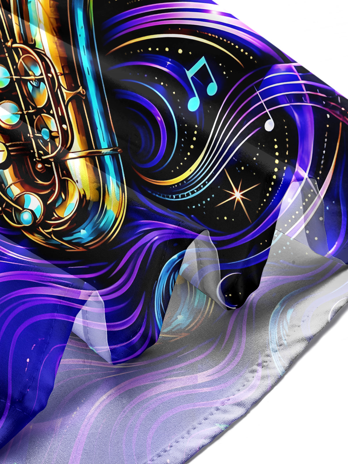 Oceanlyte Men's Graphic Saxophone And Musical Notes Print Long Sleeve Shirt with Chest Pocket