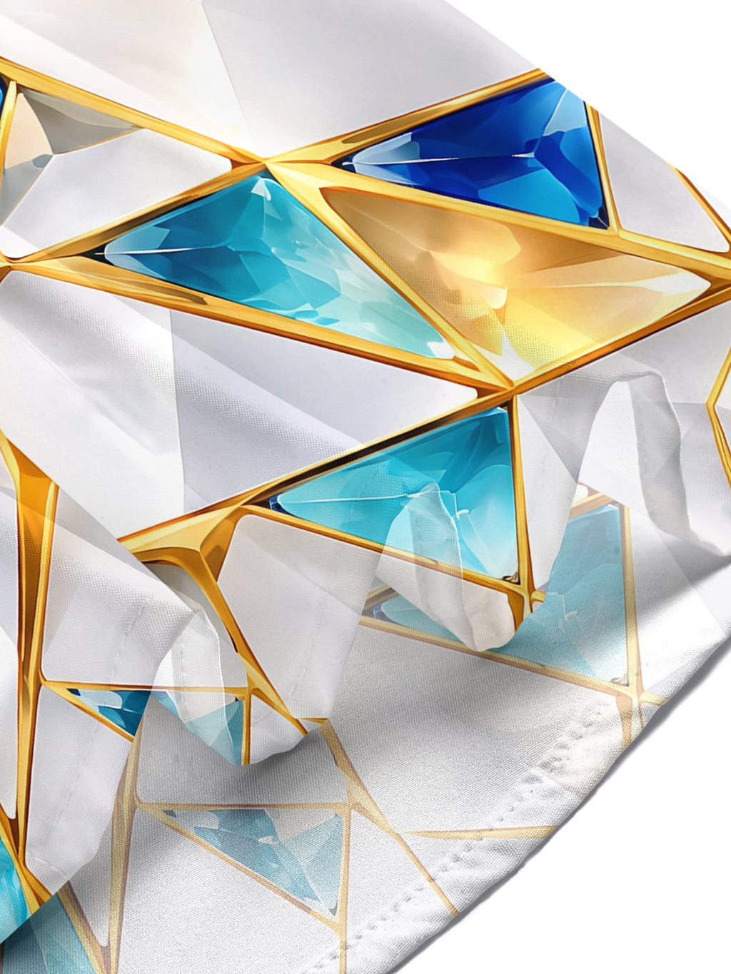 Oceanlyte Men's Short Sleeve Shirt - Geometric Crystal Facets With Gold Lines Print with Chest Pocket
