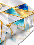 Oceanlyte Men's Short Sleeve Shirt - Geometric Crystal Facets With Gold Lines Print with Chest Pocket