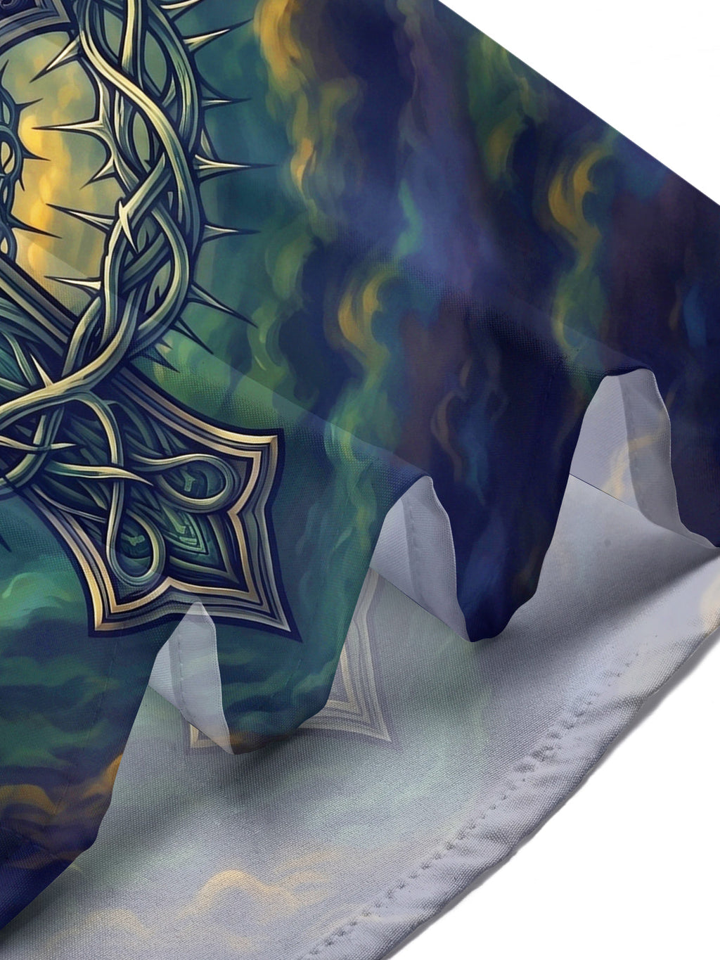 Oceanlyte Men's Eagles And Thorn Cross With Eyes Print Short Sleeve Shirt with Chest Pocket