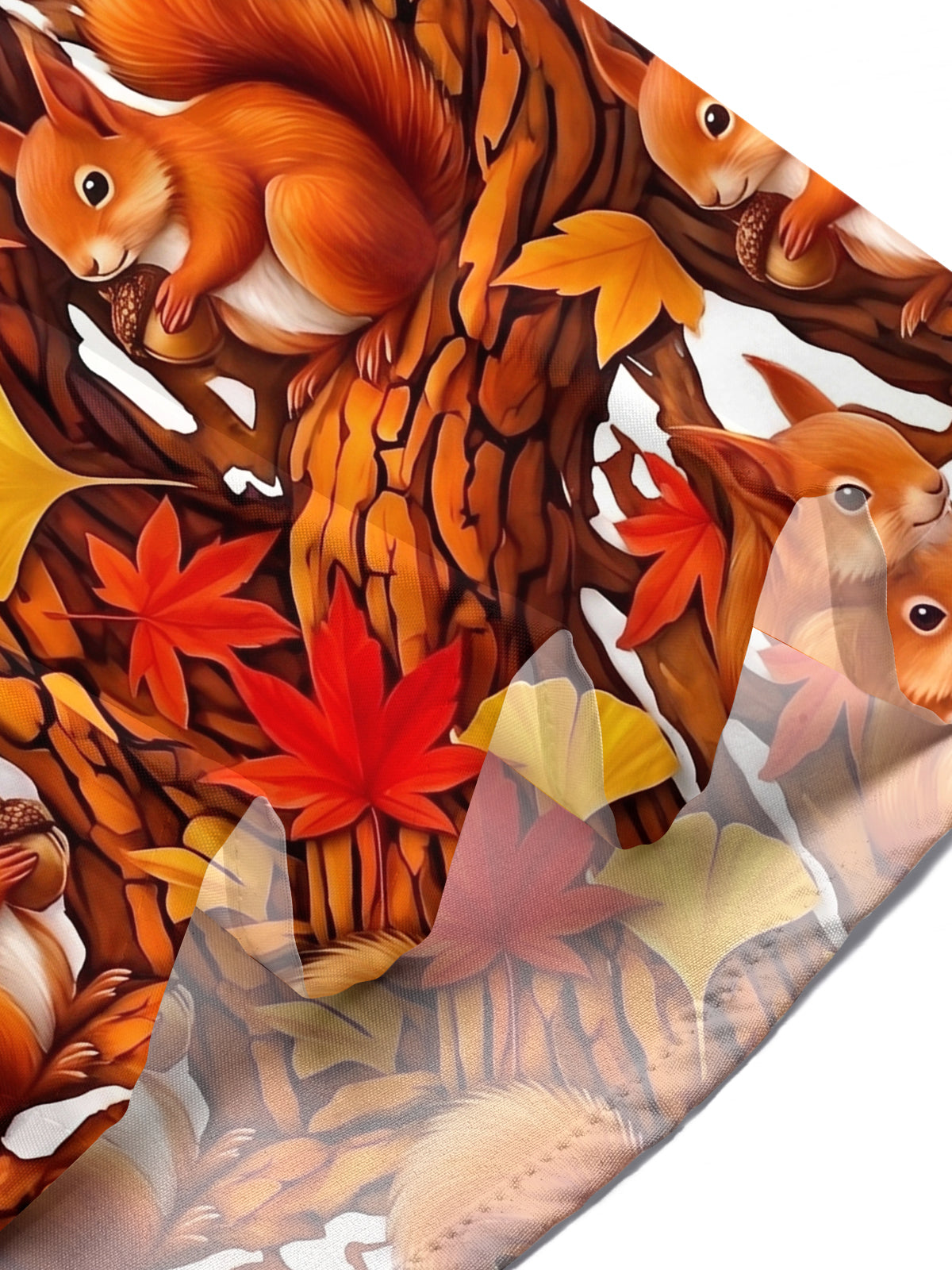 Oceanlyte Men's Hawaiian Autumn Squirrel Print Short Sleeve Shirt with Chest Pocket