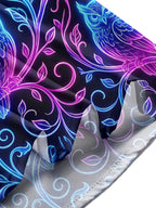 Oceanlyte Men's Graphic Neon Glow Owls On Branches Print Long Sleeve Shirt with Chest Pocket