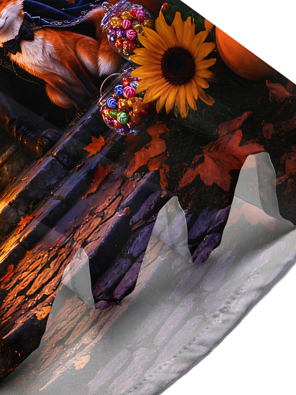 Oceanlyte Men's Graphic Halloween Pumpkin King And Fox Print Short Sleeve Shirt with Chest Pocket