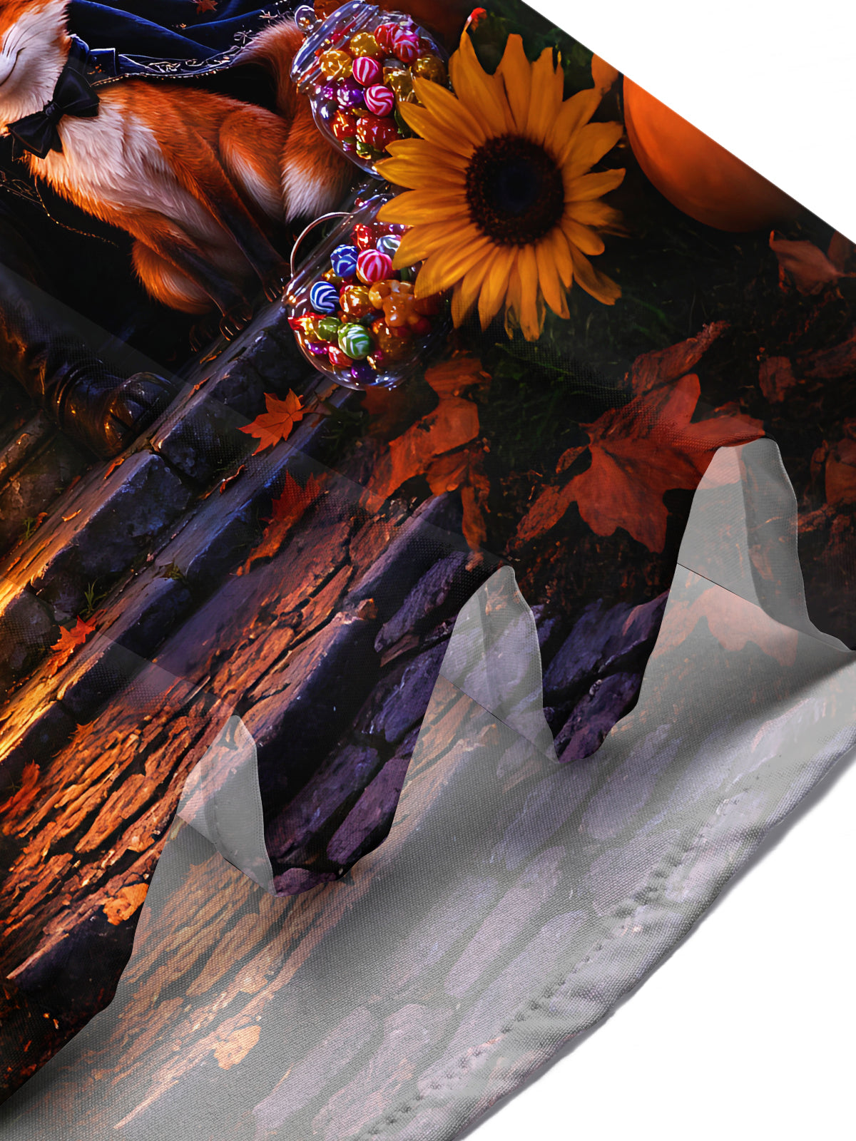 Oceanlyte Men's Graphic Halloween Pumpkin King And Fox Print Short Sleeve Shirt with Chest Pocket