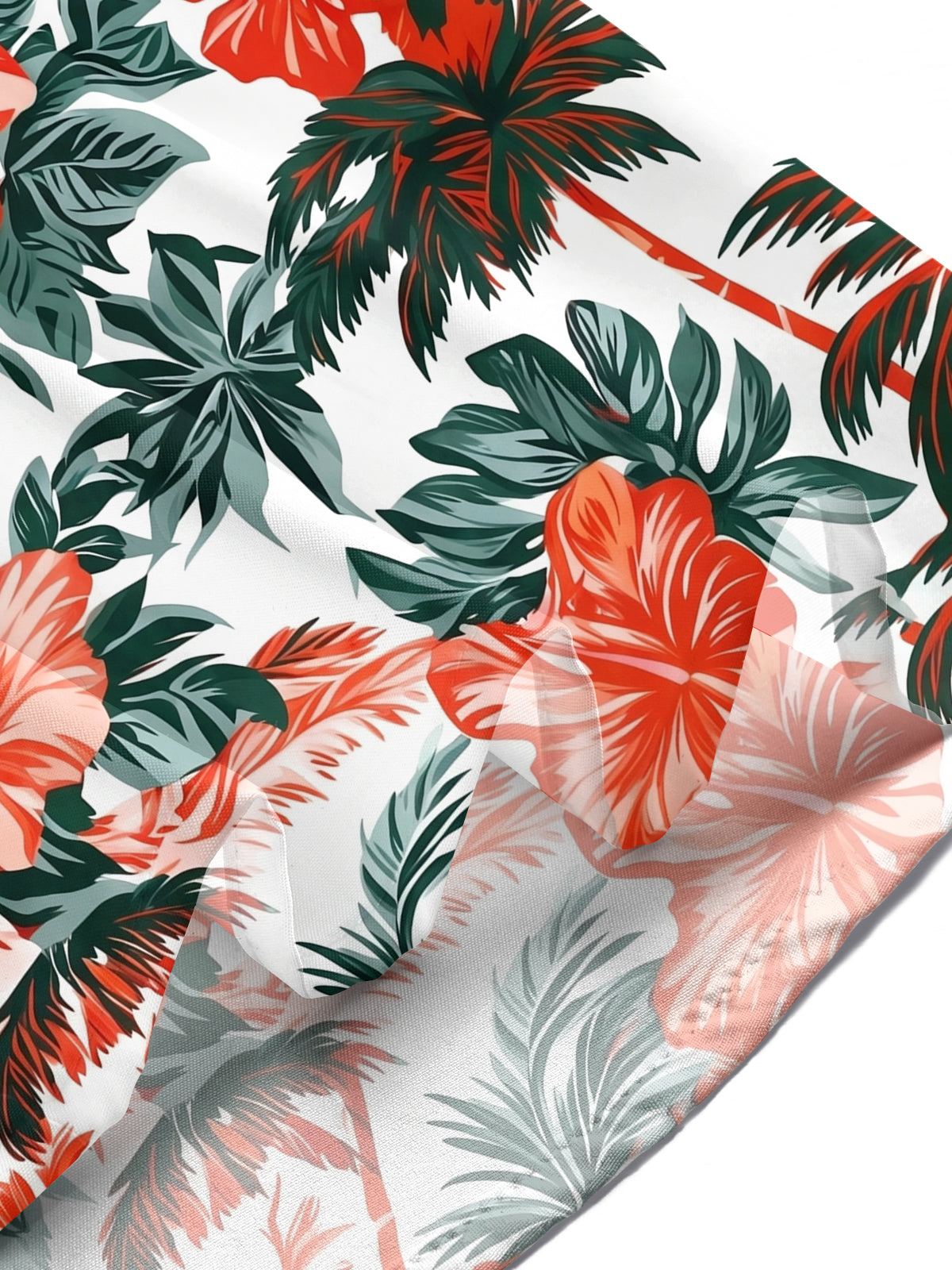 Oceanlyte Men's Palm Trees And Hibiscus Flowers Print Short Sleeve Shirt with Chest Pocket