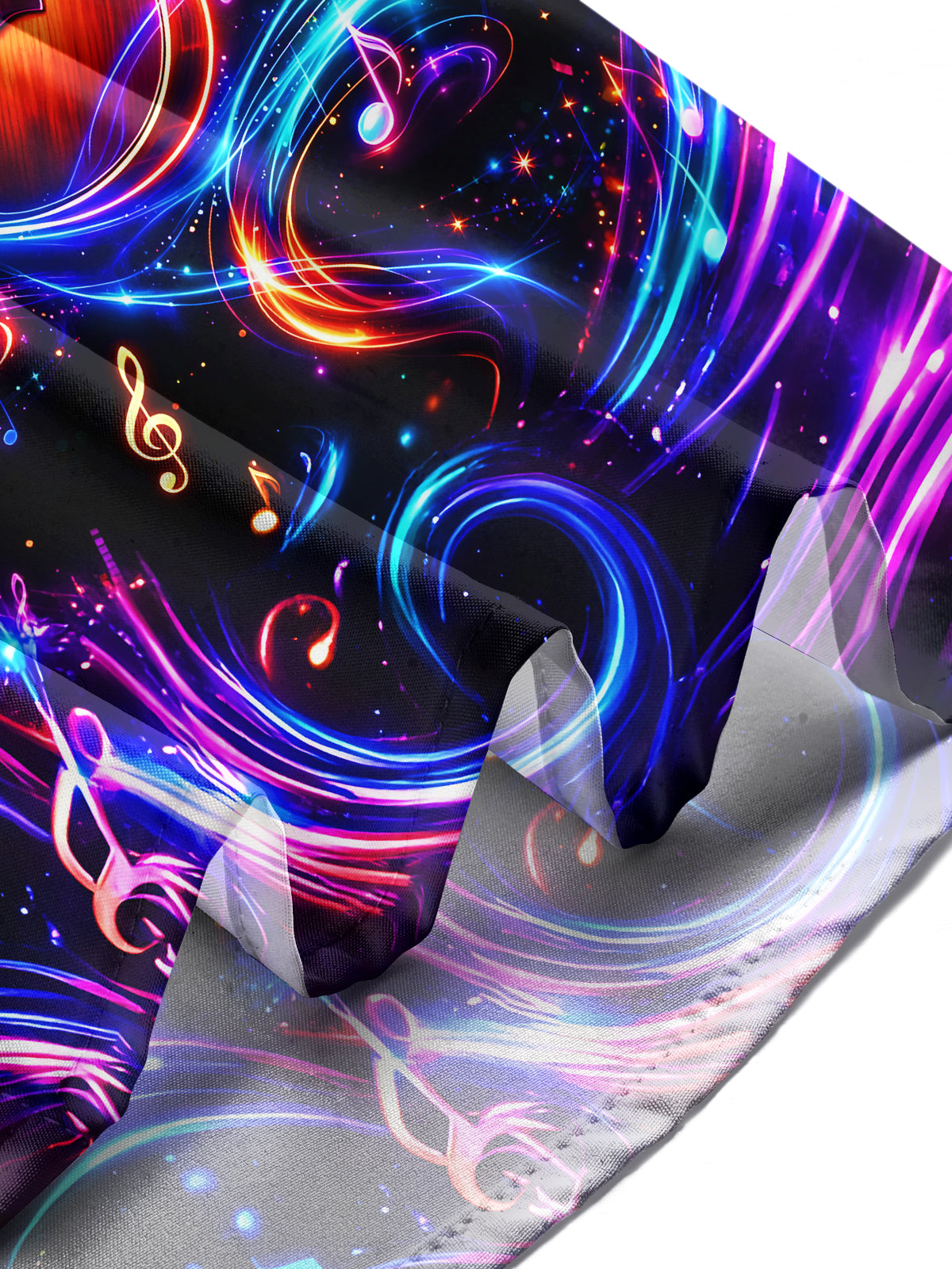 Oceanlyte Men's Graphic Neon Guitar And Music Notes Print Long Sleeve Shirt with Chest Pocket