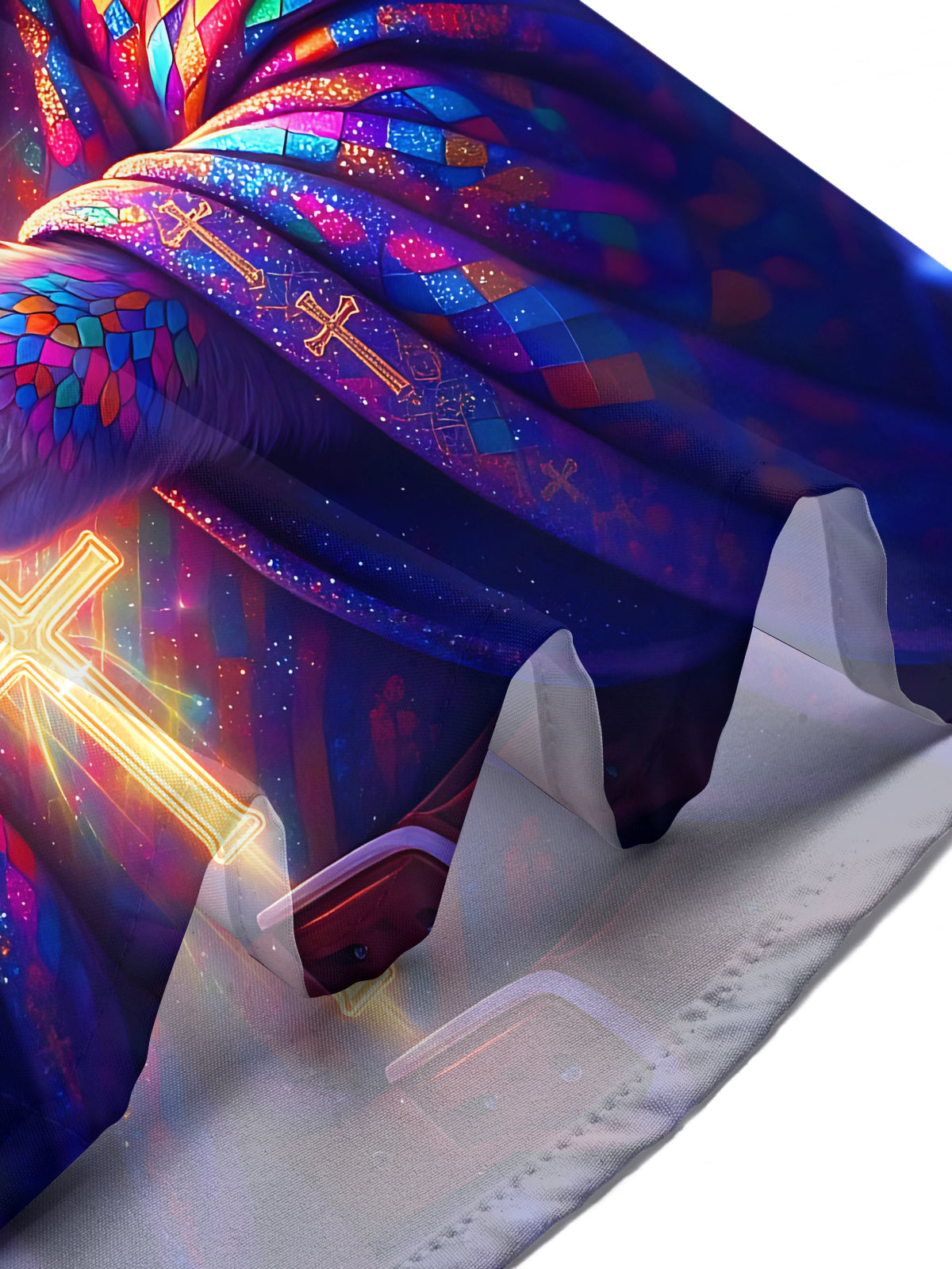 Oceanlyte Men's Short Sleeve Shirt - Colorful Hooded Cat With Crystal Ball And Cross Print with Chest Pocket