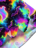Oceanlyte Men's Graphic Halloween Neon Ghosts And Bats Print Short Sleeve Shirt with Chest Pocket