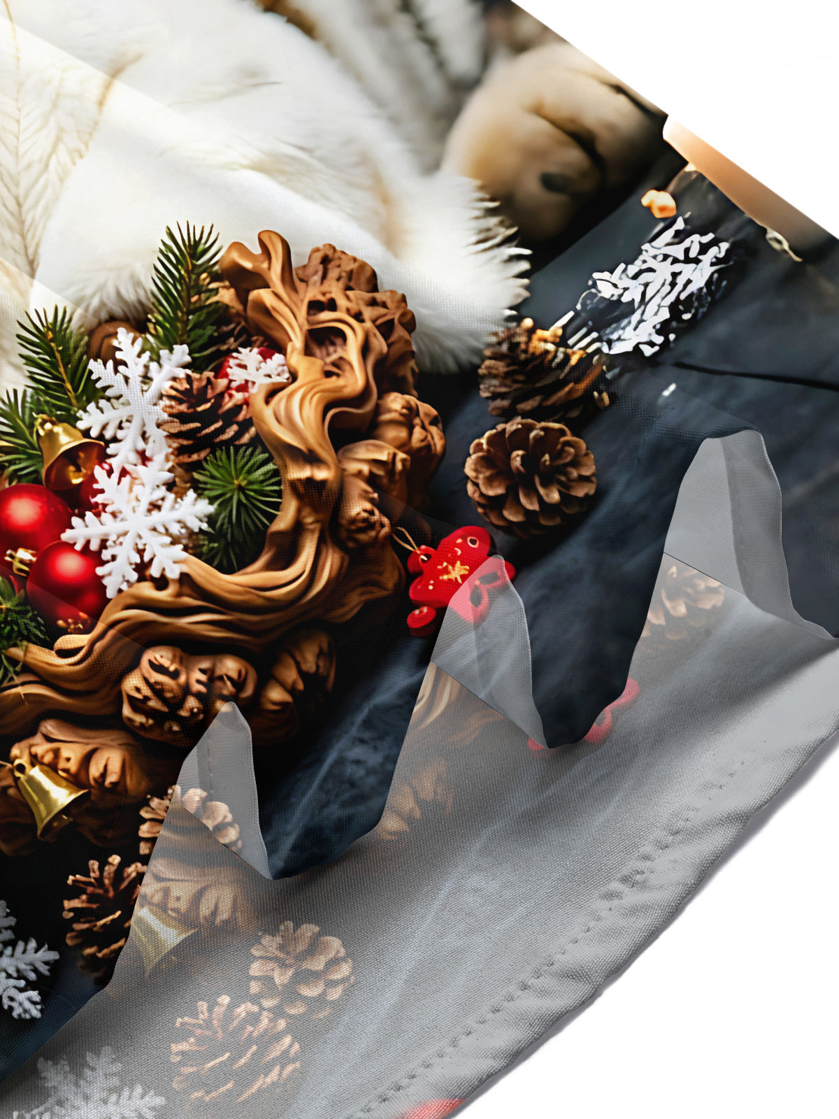 Oceanlyte Men's Short Sleeve Shirt - Christmas Ornaments And Pine Cones Print Tiger In Bunny Costume Print with Chest Pocket