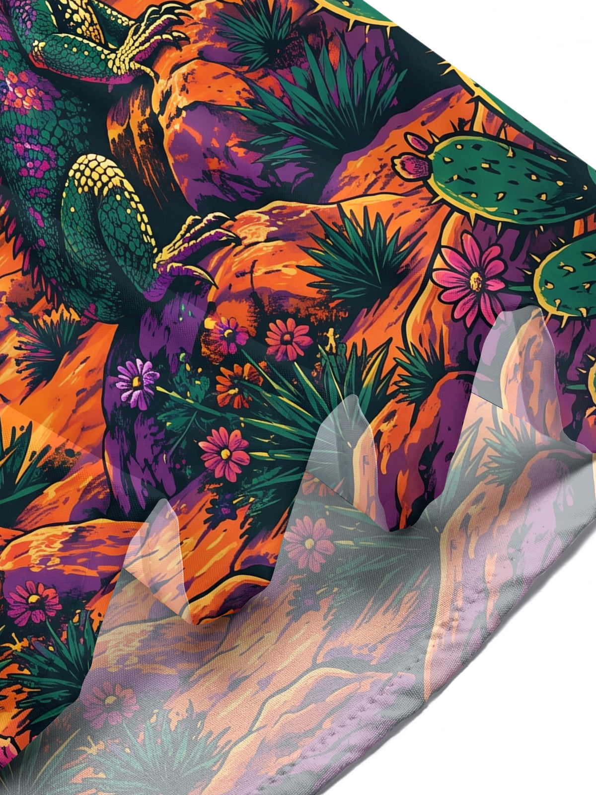 Oceanlyte Men's Short Sleeve Shirt - Desert Snake And Lizard Sunset Landscape Print with Chest Pocket