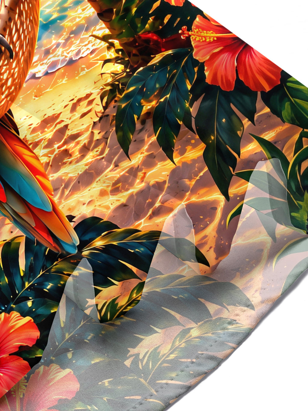Oceanlyte Men's Hawaiian Parrot On Hammock Print Short Sleeve Shirt with Chest Pocket
