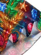 Oceanlyte Men's Christmas Gemstones And Pine Branches Print Long Sleeve Shirt with Chest Pocket