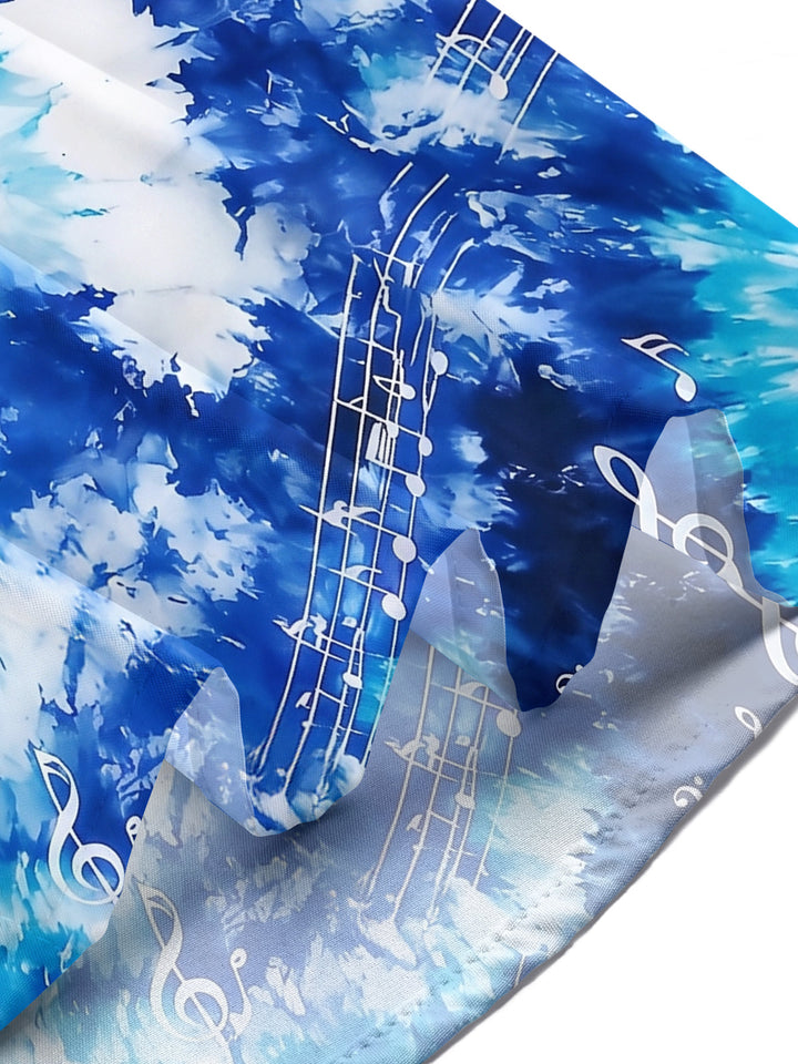 Oceanlyte Men's Graphic Musical Notes Print Short Sleeve Shirt with Chest Pocket