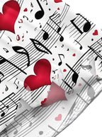 Oceanlyte Men's Printed Musical Notes Print Red Hearts Print Short Sleeve Shirt with Chest Pocket