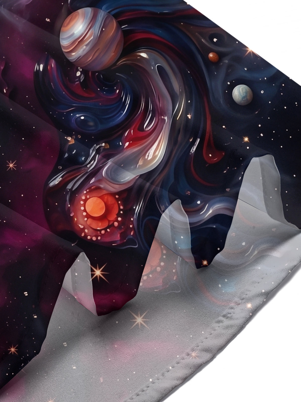 Oceanlyte Men's Printed Space Nebula Print Planets Print Short Sleeve Shirt with Chest Pocket