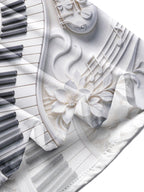 Oceanlyte Men's Long Sleeve Shirt - 3D Musical Instruments And Floral Carvings Print with Chest Pocket