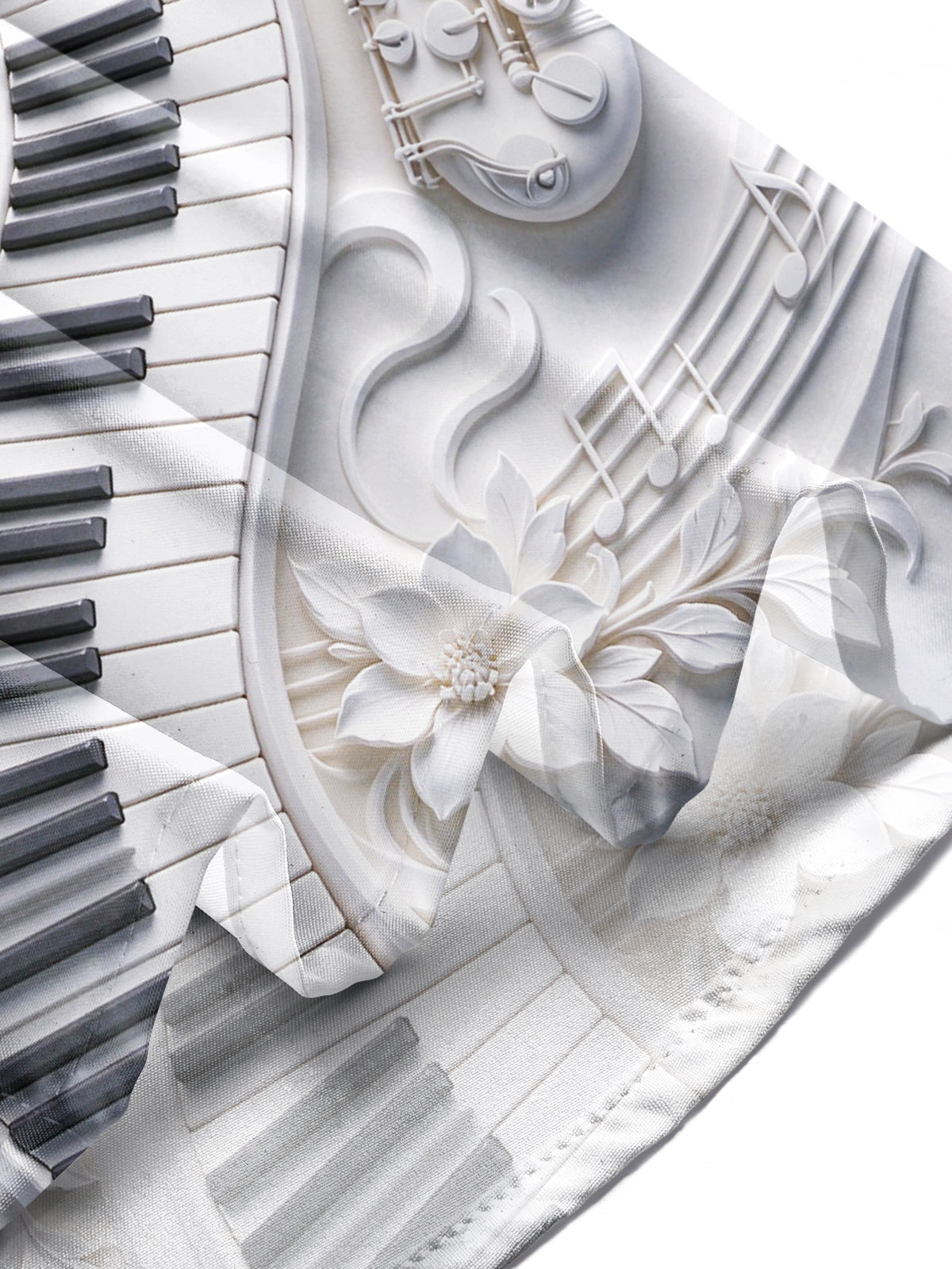 Oceanlyte Men's Long Sleeve Shirt - 3D Musical Instruments And Floral Carvings Print with Chest Pocket