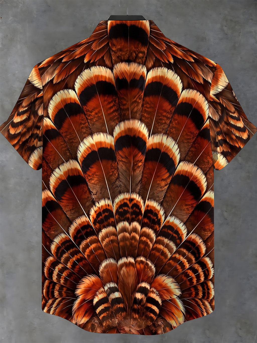 Oceanlyte Men's Thanksgiving Day Turkey Feathers Print Short Sleeve Shirt with Chest Pocket