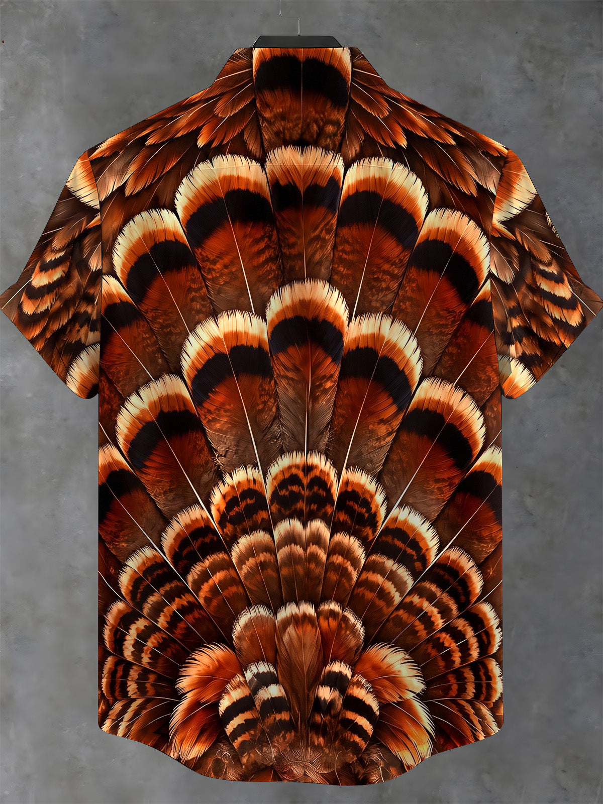 Oceanlyte Men's Thanksgiving Day Turkey Feathers Print Short Sleeve Shirt with Chest Pocket