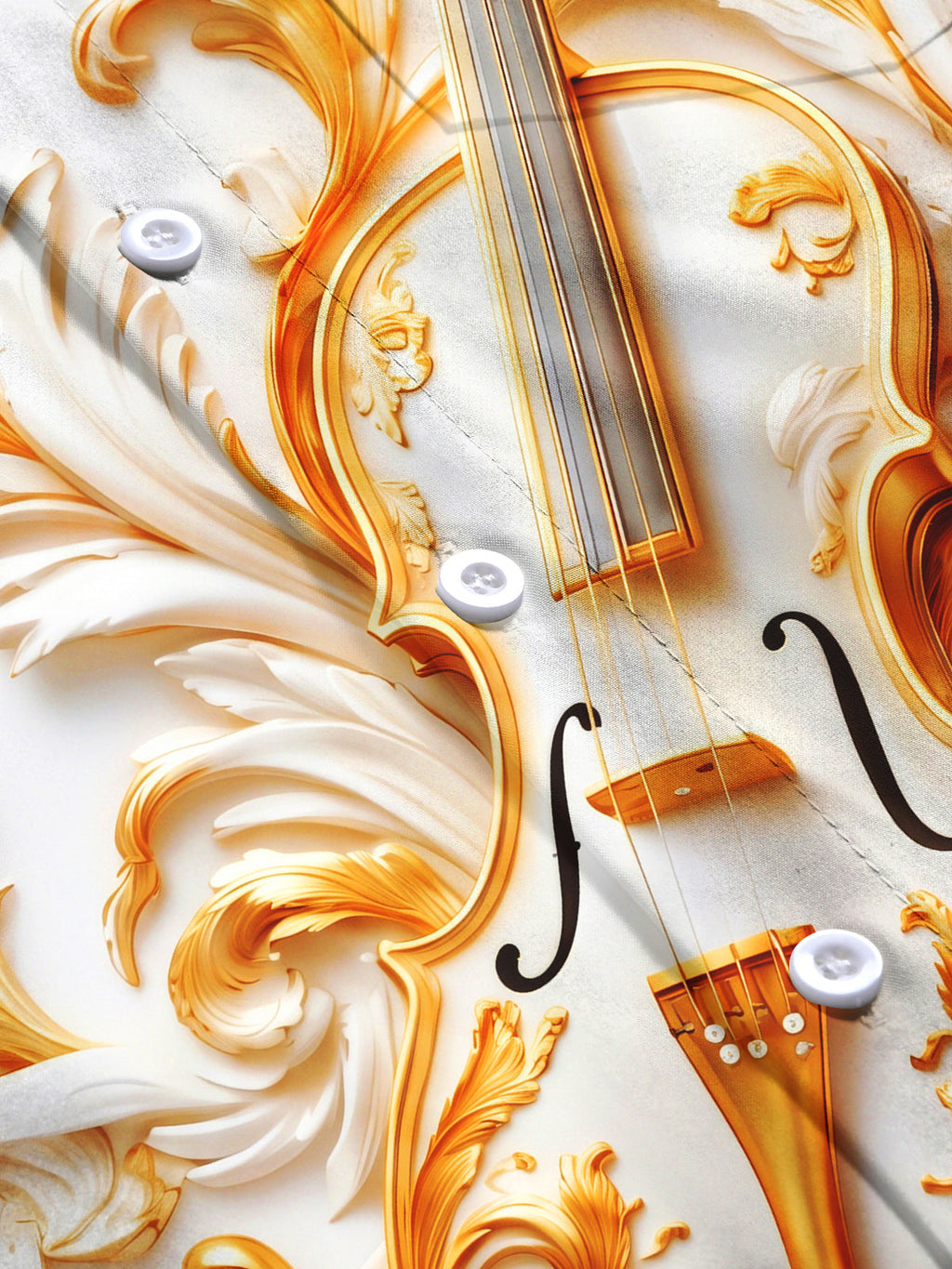 Oceanlyte Men's Gilded Carved Violin With Baroque Relief Print Long Sleeve Shirt with Chest Pocket