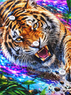 Oceanlyte Men's Hawaiian Tiger Head And Paw Print Long Sleeve Shirt with Chest Pocket