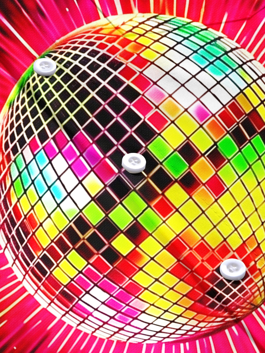 Oceanlyte Men's Retro Disco Ball Print Neon Light Rays Print Short Sle