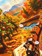 Oceanlyte Men's Long Sleeve Shirt - Autumn Landscape With Steam Train And Pumpkins Print with Chest Pocket
