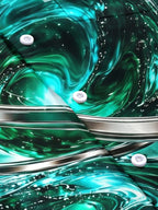 Oceanlyte Men's Short Sleeve Shirt - Abstract Swirling Liquid And Metallic Rings Print with Chest Pocket