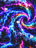 Oceanlyte Men's Long Sleeve Shirt - Abstract Cosmic Swirl With Lightning And Clouds Print with Chest Pocket