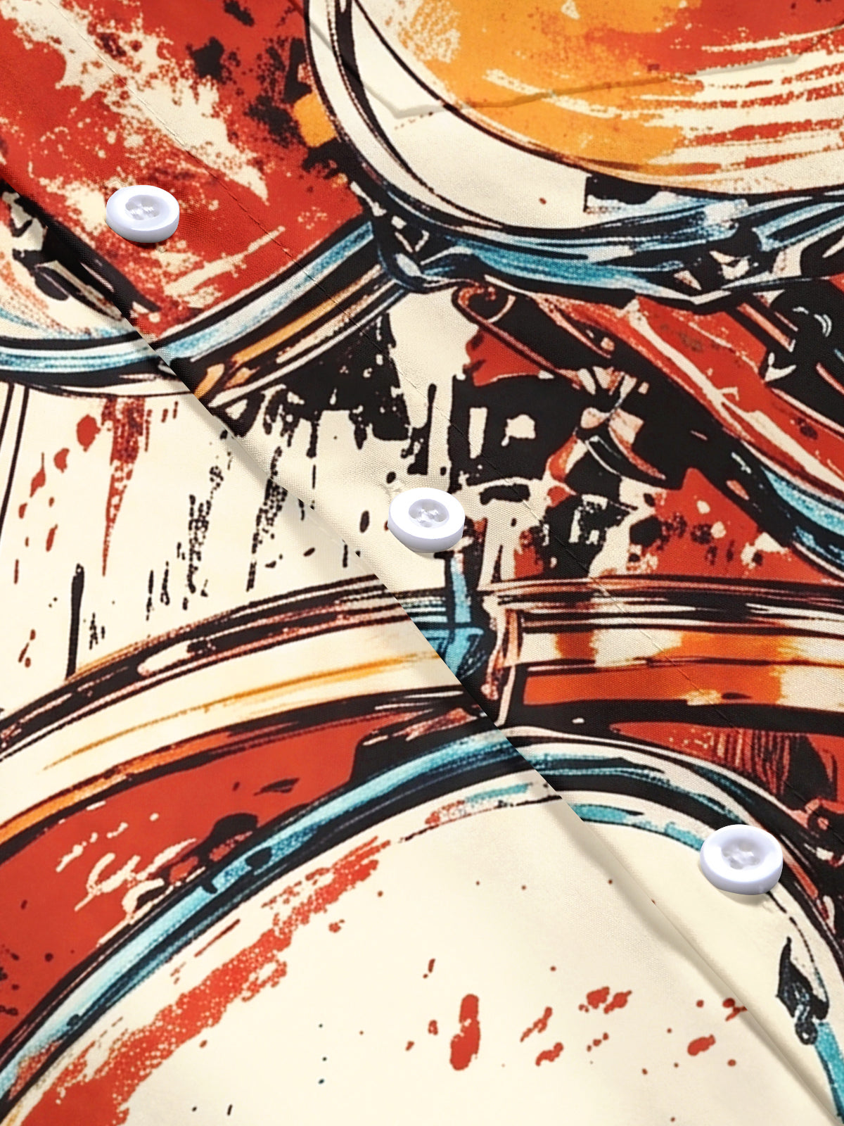 Oceanlyte Men's Graphic Drum Set Print Music Instrument Print Short Sleeve Shirt with Chest Pocket
