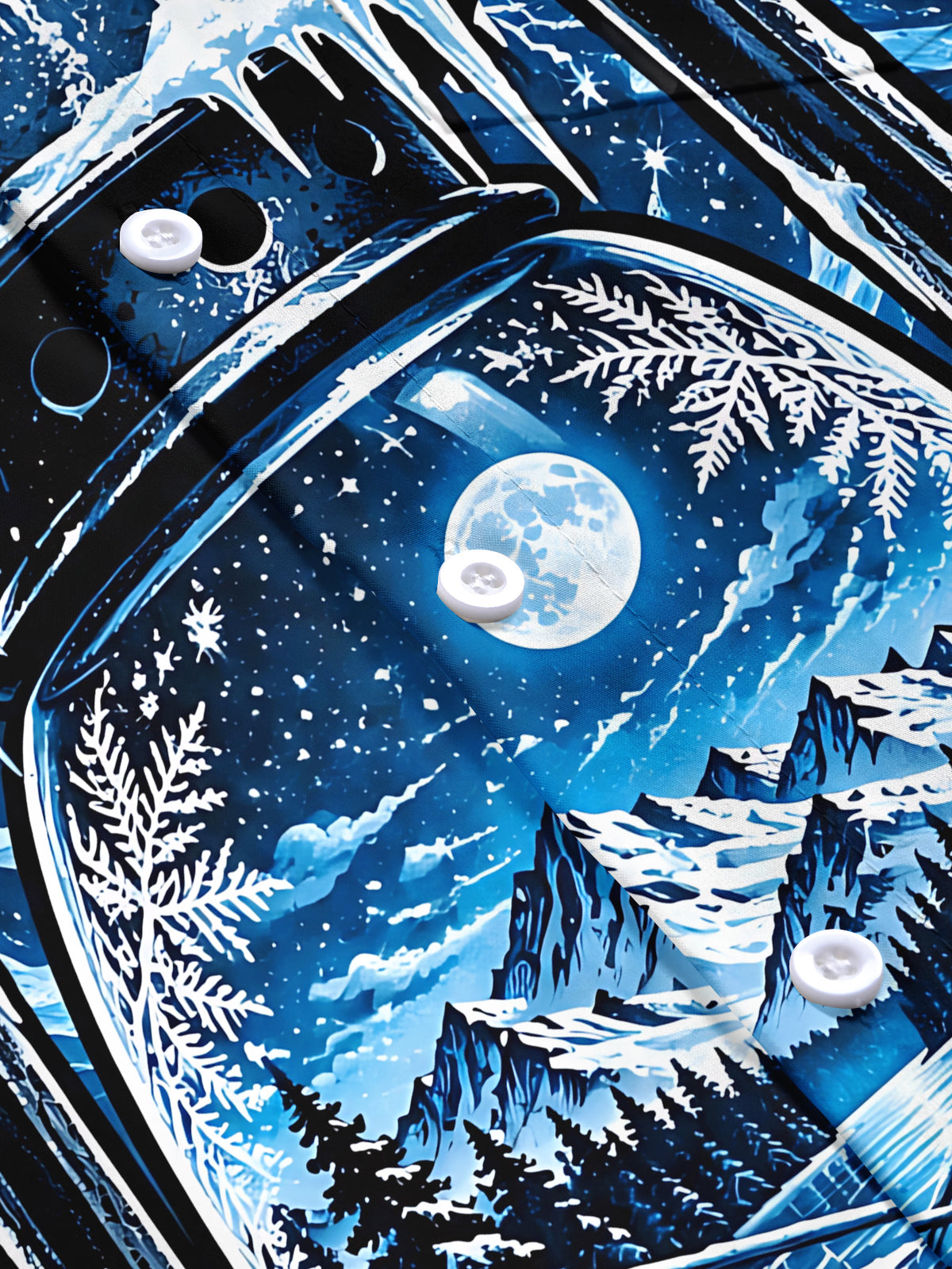 Oceanlyte Men's Short Sleeve Shirt - Vintage Kerosene Lantern With Winter Landscape Print with Chest Pocket