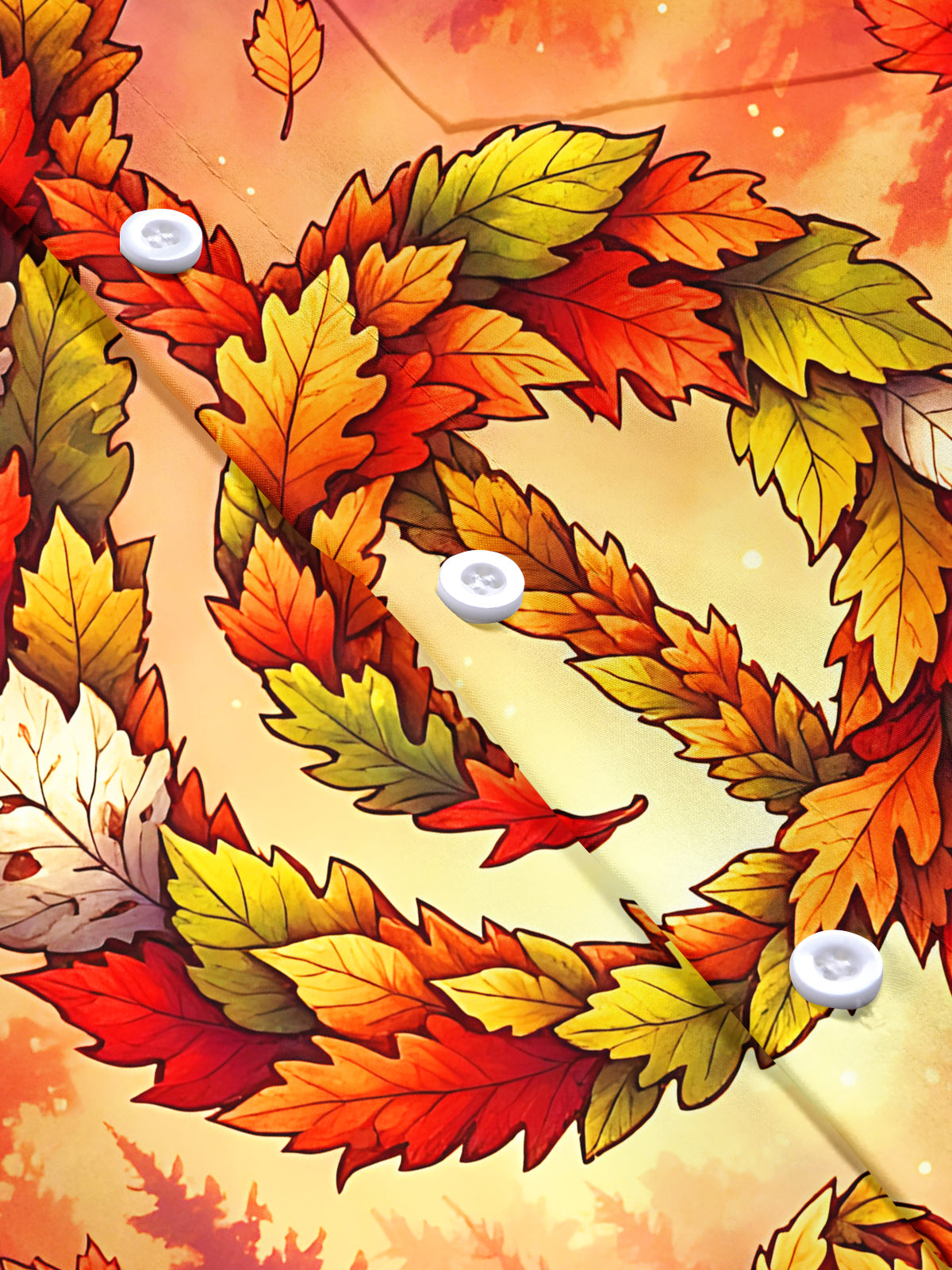 Oceanlyte Men's Short Sleeve Shirt - Autumn Forest Treble Clef Made Of Leaves Print with Chest Pocket