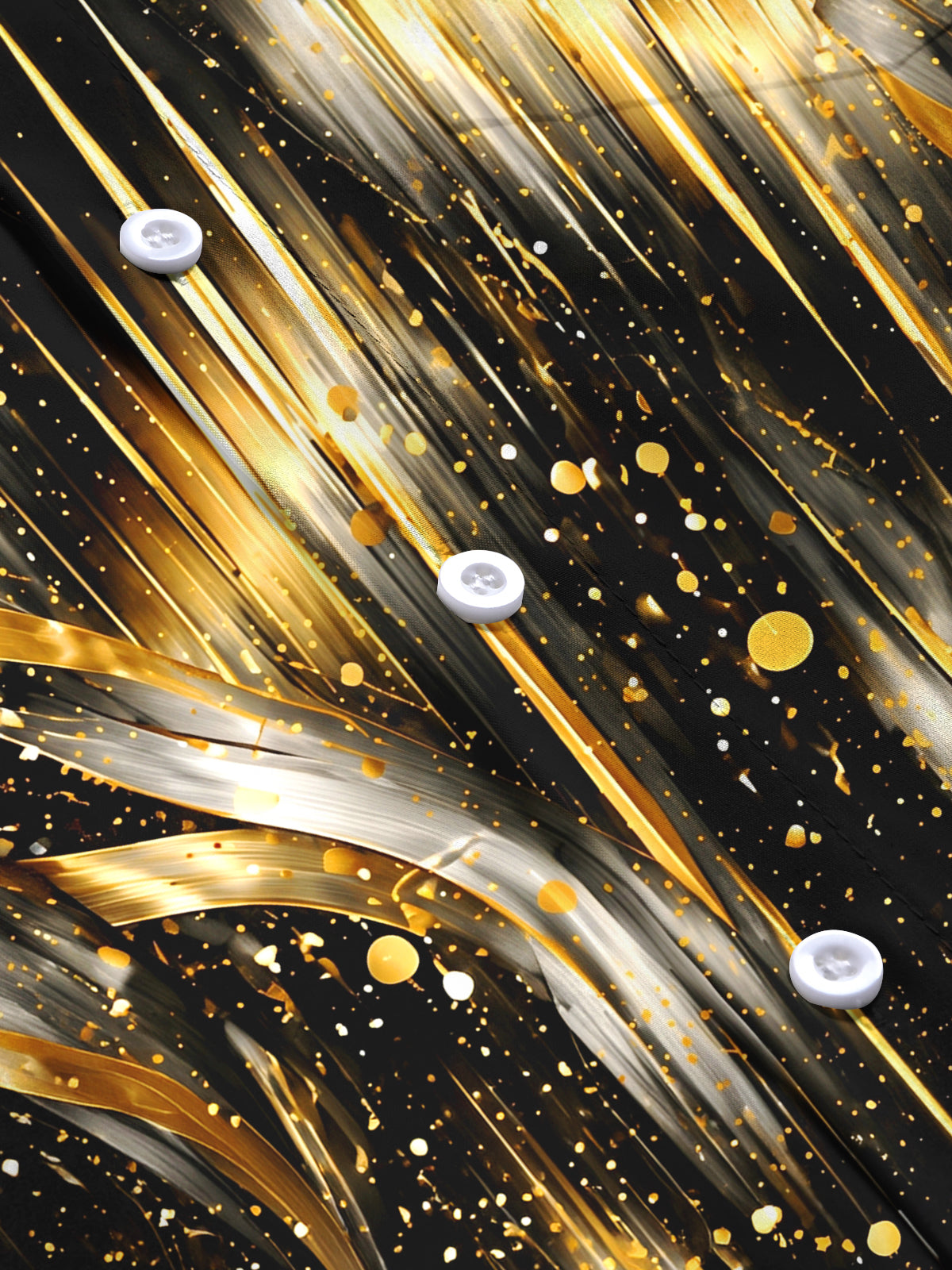 Oceanlyte Men's Long Sleeve Shirt - Abstract Gold And Black Splatter With Radial Lines Print with Chest Pocket