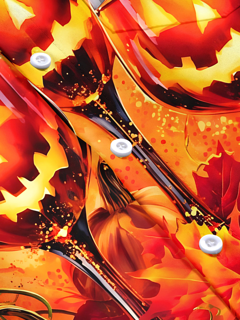 Oceanlyte Men's Short Sleeve Shirt - Halloween Jack-o-lantern Wine Glasses And Pumpkins Print with Chest Pocket