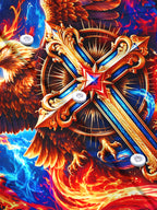 Oceanlyte Men's Graphic Flaming Eagle And Holy Cross Print Long Sleeve Shirt with Chest Pocket