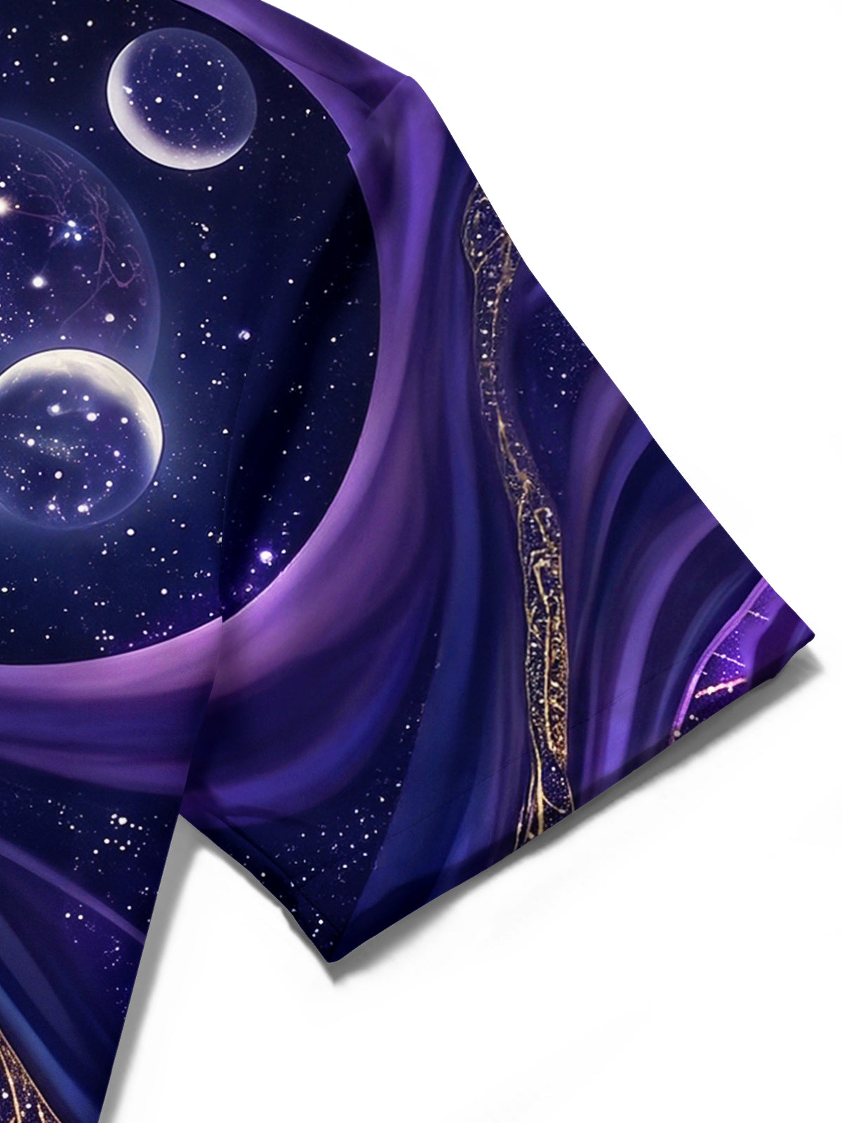 Oceanlyte Men's Hawaiian Crystal Gems And Space Planets Print Short Sleeve Shirt with Chest Pocket