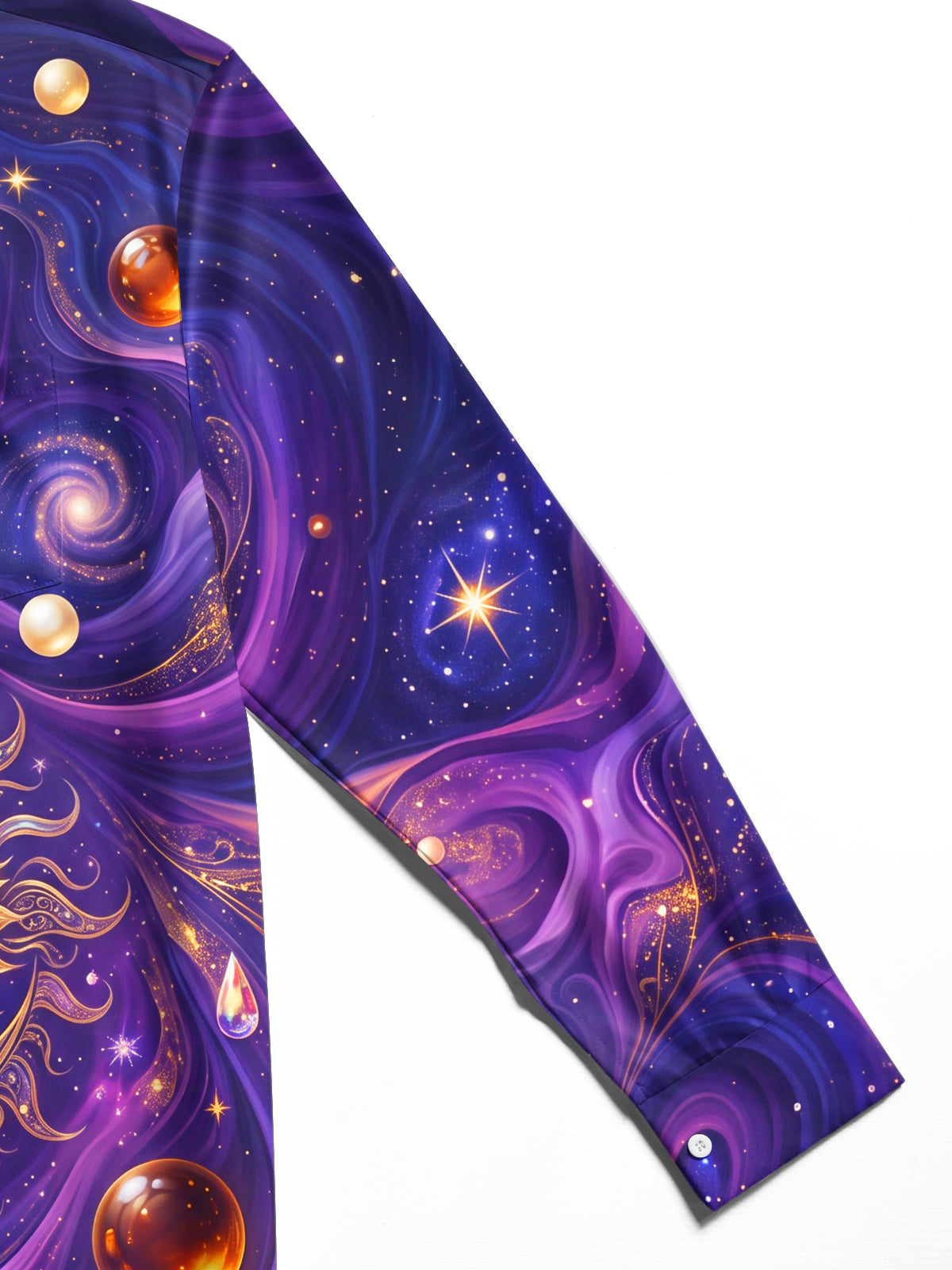 Oceanlyte Men's Graphic Sun Moon Cosmic Vortex Print Long Sleeve Shirt with Chest Pocket