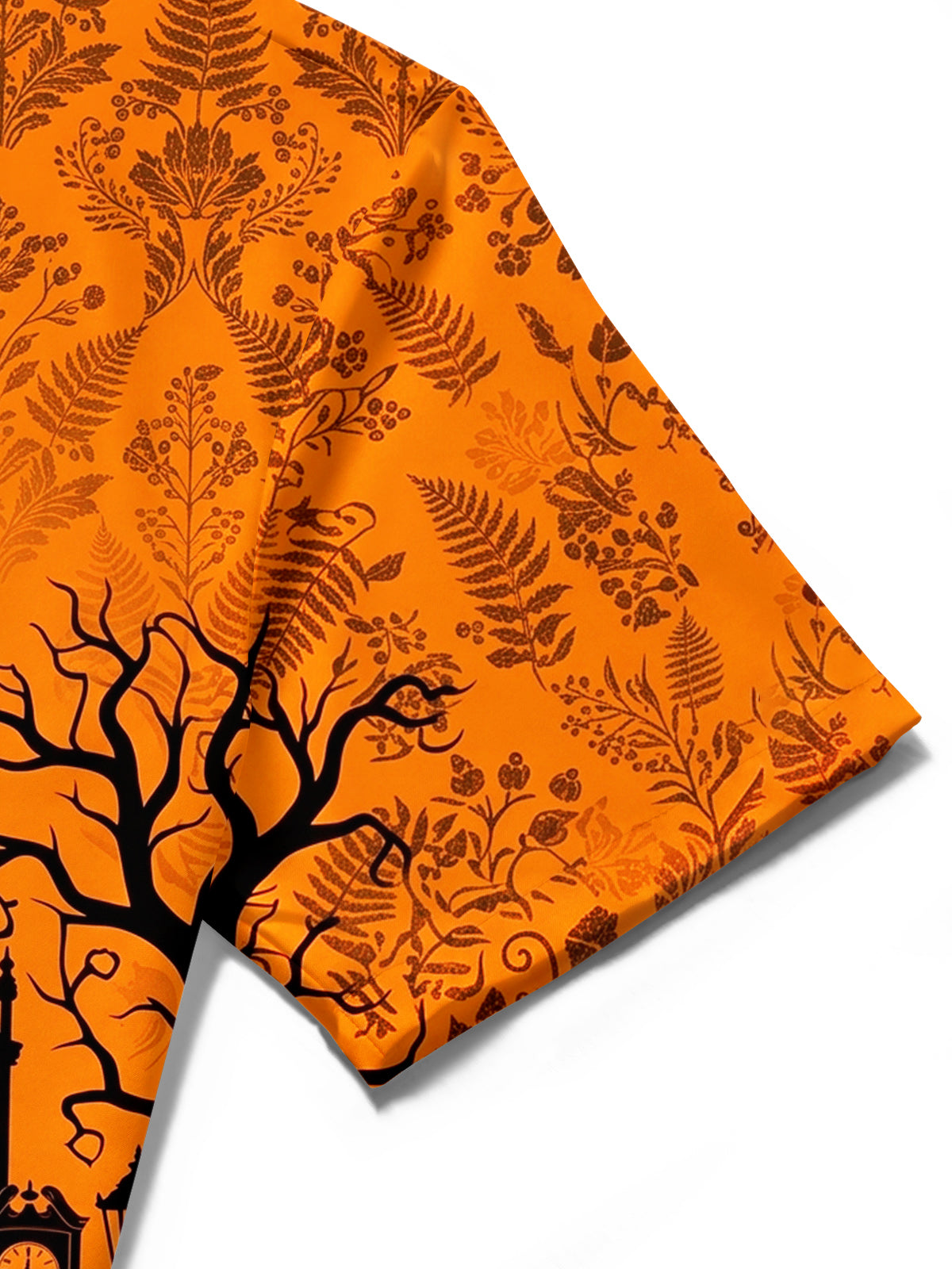 Oceanlyte Men's Short Sleeve Shirt - Halloween Greenhouse Silhouette With Dead Trees And Blood Moon Print with Chest Pocket