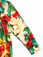Oceanlyte Men's Long Sleeve Shirt - Christmas Ornaments Gifts And Baroque Scrollwork Print with Chest Pocket