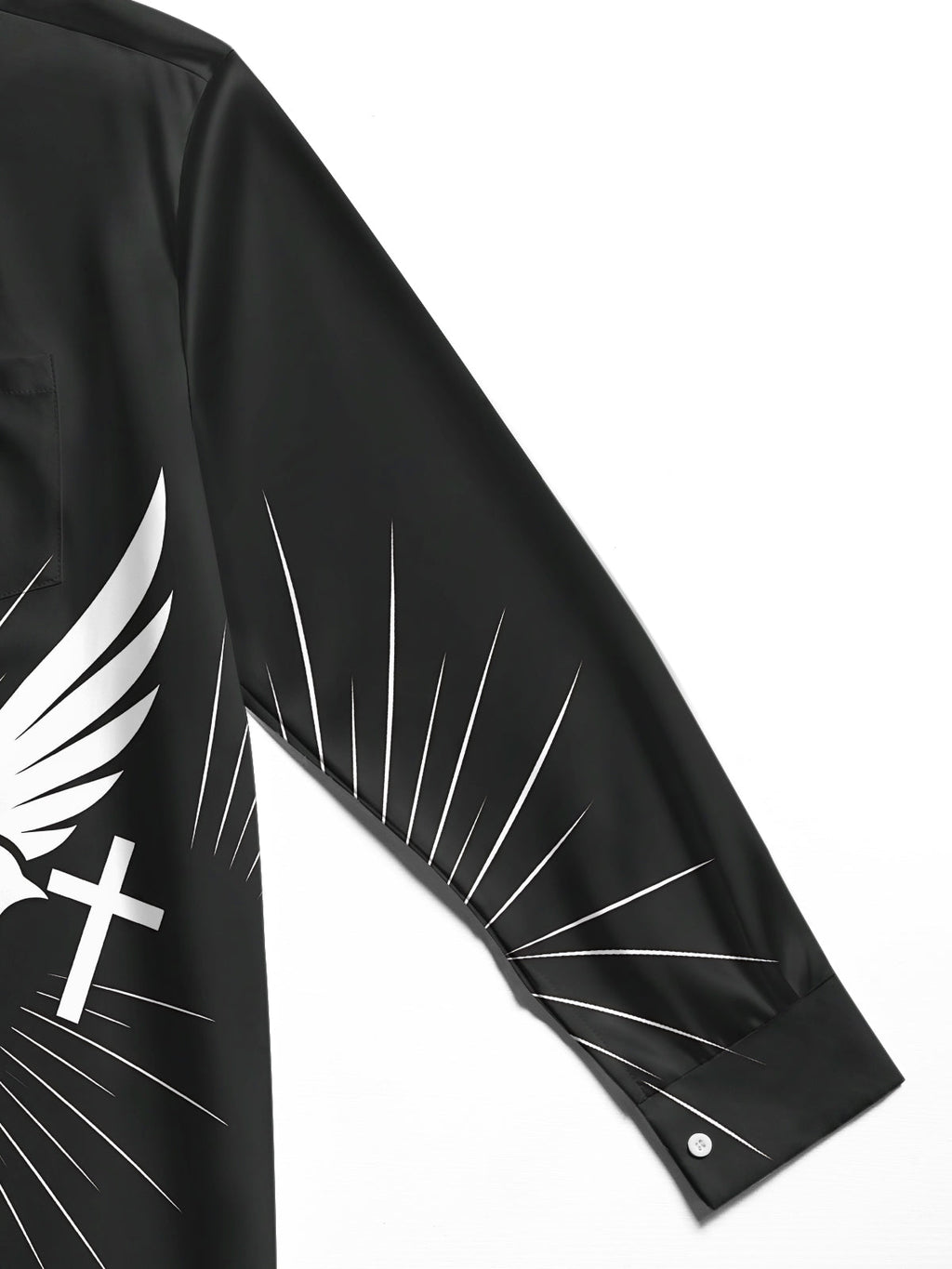 Oceanlyte Men's Graphic Peace Dove And Cross Print Long Sleeve Shirt with Chest Pocket