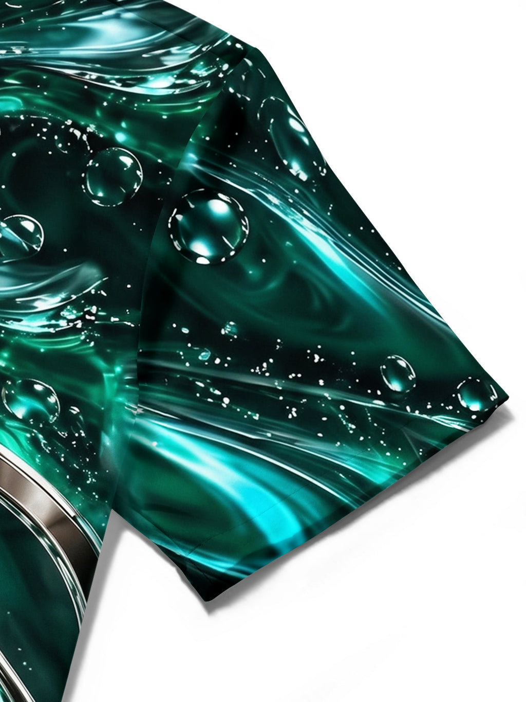 Oceanlyte Men's Short Sleeve Shirt - Abstract Swirling Liquid And Metallic Rings Print with Chest Pocket