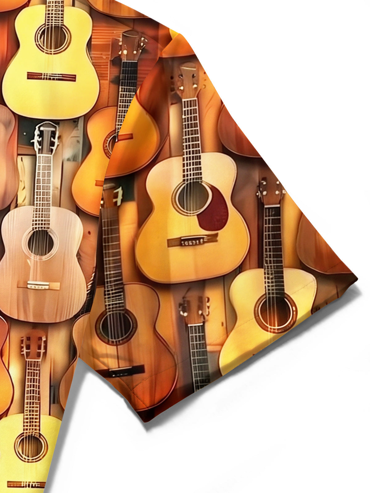 Oceanlyte Men's Hawaiian Acoustic Guitar Pattern Short Sleeve Shirt with Chest Pocket