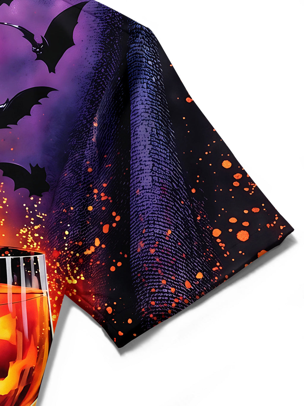 Oceanlyte Men's Short Sleeve Shirt - Halloween Jack-o-lantern Wine Glasses And Pumpkins Print with Chest Pocket