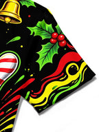 Oceanlyte Men's Short Sleeve Shirt - Christmas Bowling Pins And Snowflake Bowling Ball Print with Chest Pocket