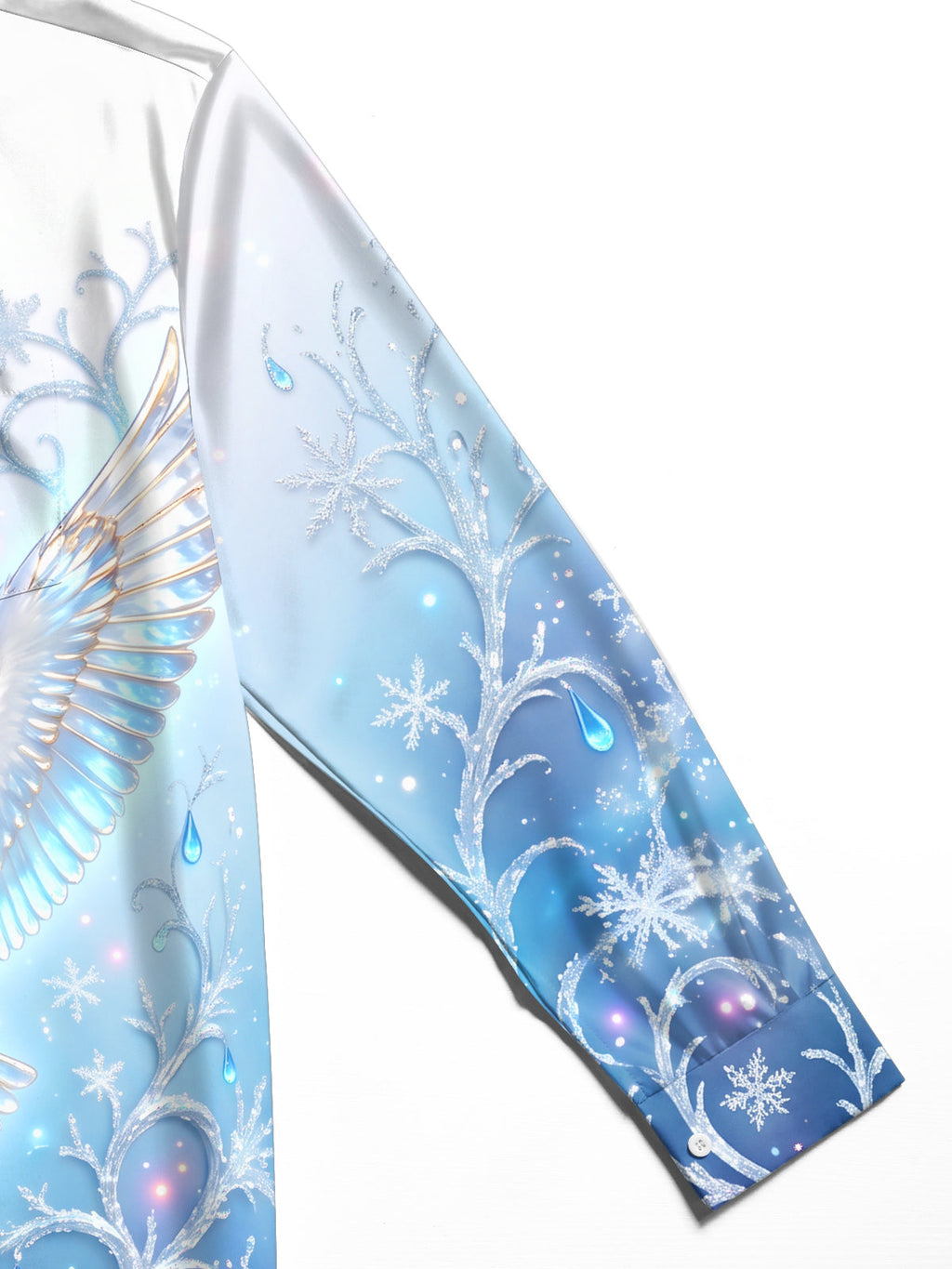 Oceanlyte Men's Printed Snowy Owl And Snowflakes Print Long Sleeve Shirt with Chest Pocket