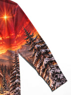 Oceanlyte Men's Long Sleeve Shirt - Winter Church Landscape With Snow And Mountains Print with Chest Pocket