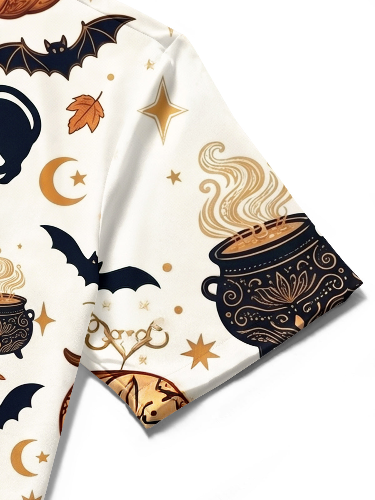 Oceanlyte Men's Halloween Black Cats And Pumpkins Print Short Sleeve Shirt with Chest Pocket
