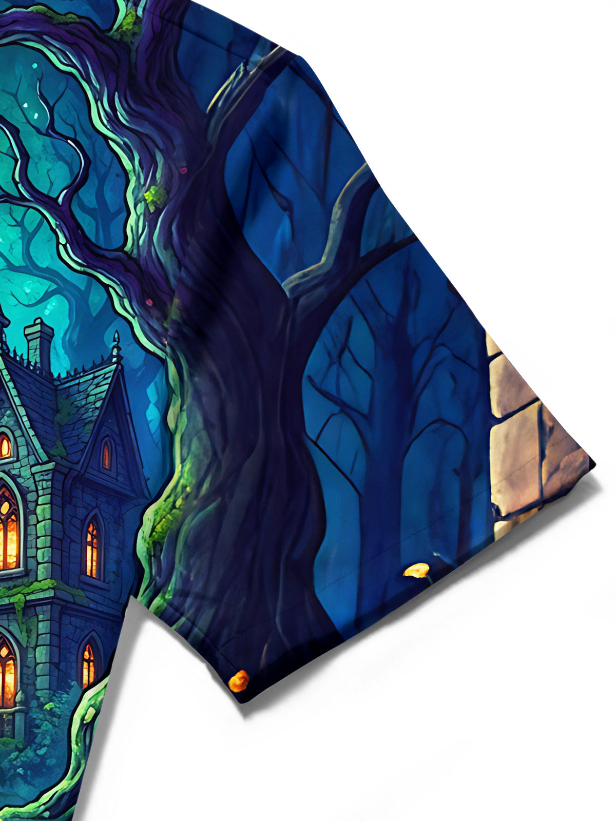 Oceanlyte Men's Halloween Black Cats And Pumpkins Print Short Sleeve Shirt with Chest Pocket