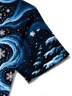 Oceanlyte Men's Short Sleeve Shirt - Vintage Kerosene Lantern With Winter Landscape Print with Chest Pocket